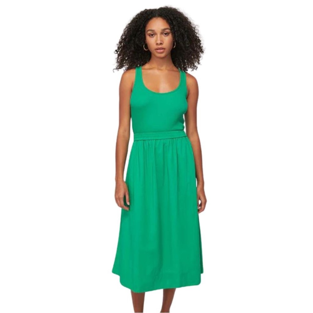 Nation LTD Green Ribbed Mixed Media Midi Dress 5328RB Small Pima Cotton